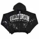 Vale Forever “Valley Dreams” Splatter Zip-Up Hoodie Black